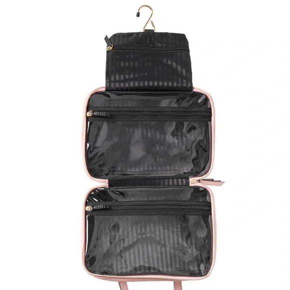 Victoria’s Secret Blush Pink Makeup Toiletries Bag Embossed Lizard Textured NEW - Picture 2 of 10